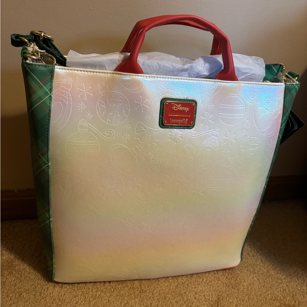 Loungefly Disney Stitch and Scrump Holiday Pin Trading Crossbody Tote Bag - Picture 10 of 15